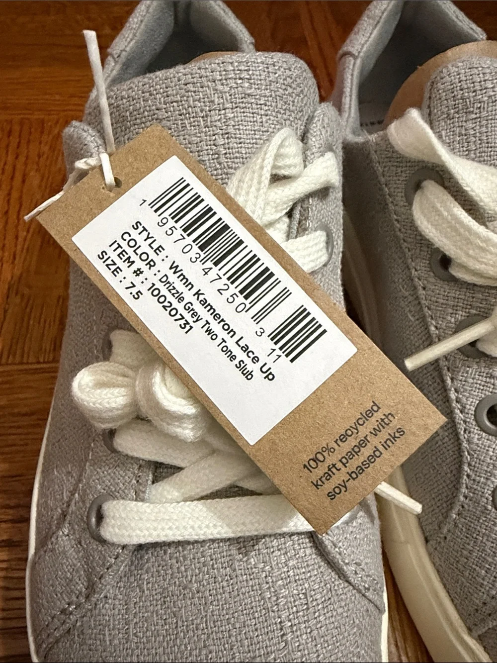 TOMS Light Gray Canvas Sneakers with Cream Laces